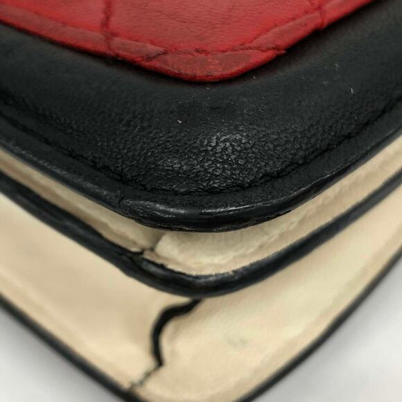Chanel Tri-Color Quilted Medium Flap Bag Red & Black & White Lambskin Leather CC - Picture 11 of 15